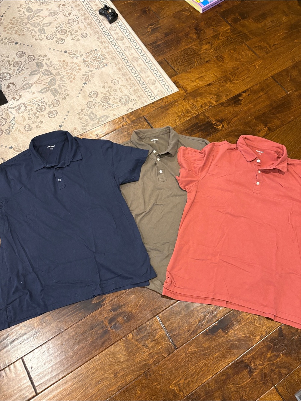 Old Navy Men's Polo Trio in Navy, Olive, Coral